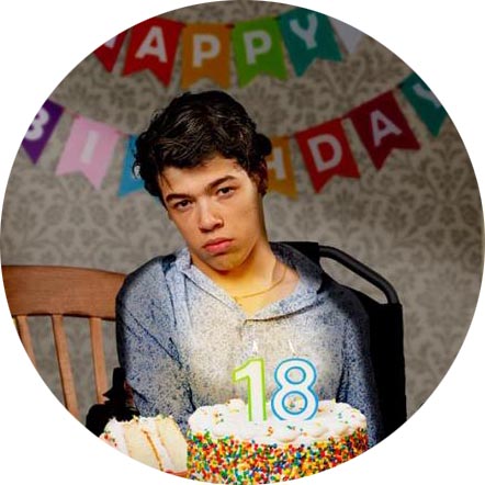 A teenager on wheelchair celebrates birthday
