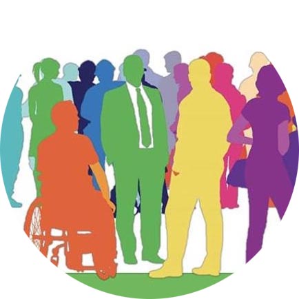 Illustration of some people in different colours